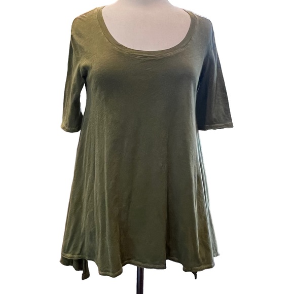 Free People Green Melrose Swing Tunic Top Size Small Green Oversized Raw Edges - Picture 3 of 16